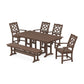 POLYWOOD Chinoiserie 6-Piece Farmhouse Dining Set with Bench — Mahogany