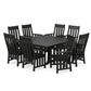 POLYWOOD Acadia 9-Piece Square Farmhouse Dining Set with Trestle Legs — Black