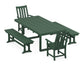 POLYWOOD Vineyard 5-Piece Dining Set with Benches — Green