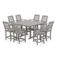 POLYWOOD Chinoiserie 9-Piece Square Counter Set with Trestle Legs — Slate Grey