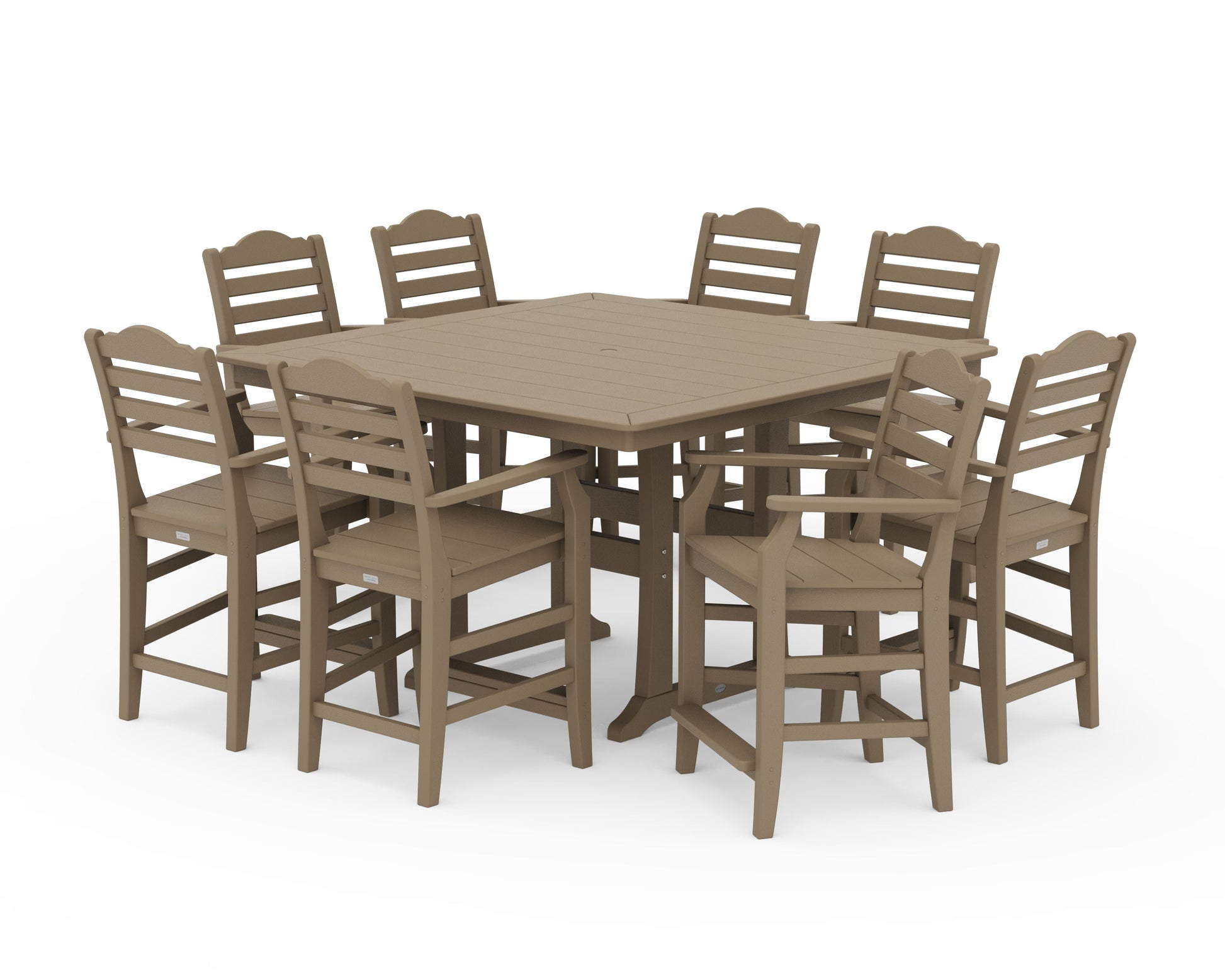 POLYWOOD Savannah 9-Piece Square Counter Set with Trestle Legs — Vintage Sahara