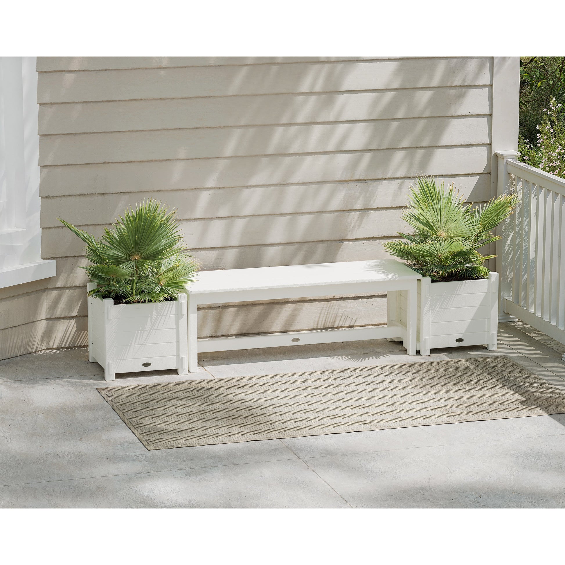 POLYWOOD 48" Nautical Straight Planter Bench Set