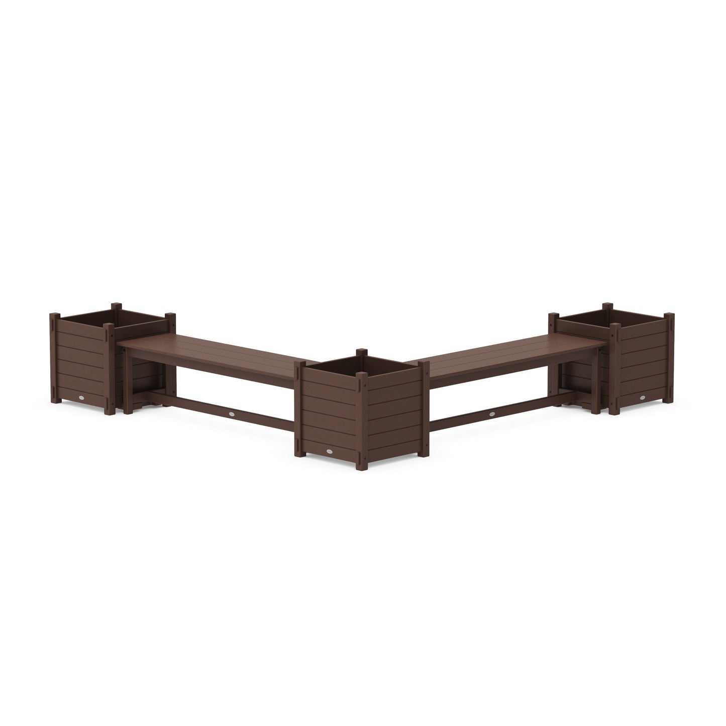POLYWOOD 60" Nautical L- Shaped Planter Bench Corner Set - Large — Mahogany