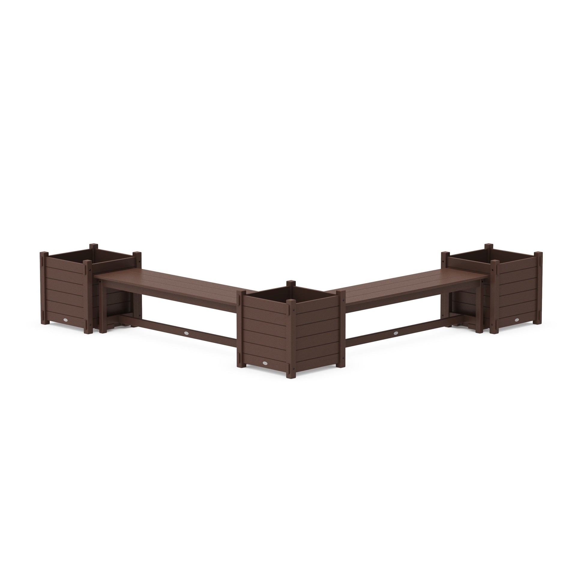 POLYWOOD 60" Nautical L- Shaped Planter Bench Corner Set - Large — Mahogany