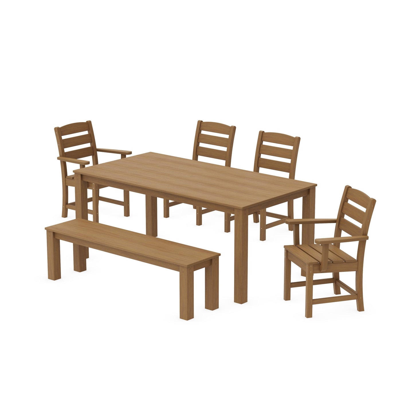 POLYWOOD Lakeside 6-Piece Parsons Dining Set with Bench — Natural