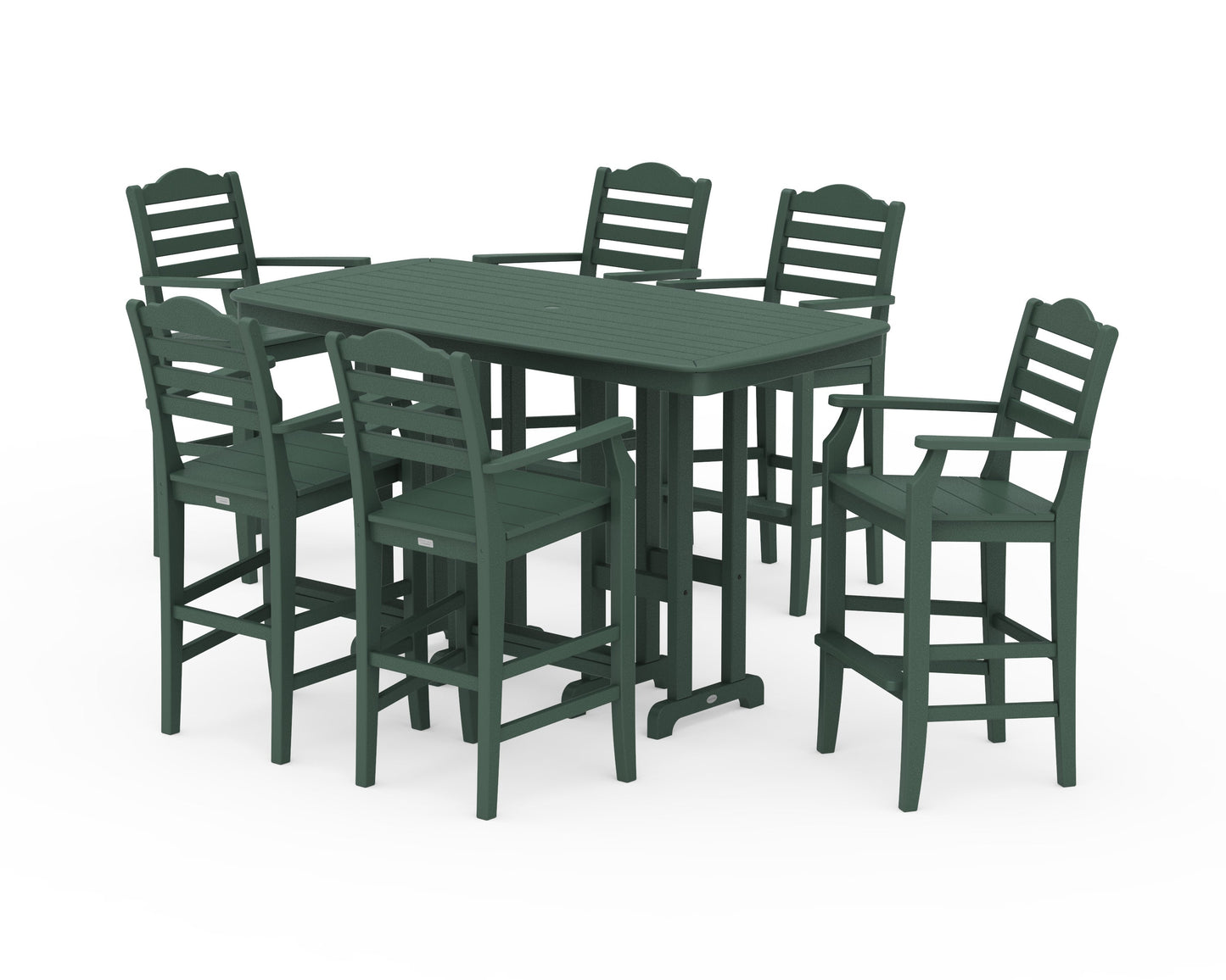 POLYWOOD Savannah Arm Chair 7-Piece Bar Set — Green