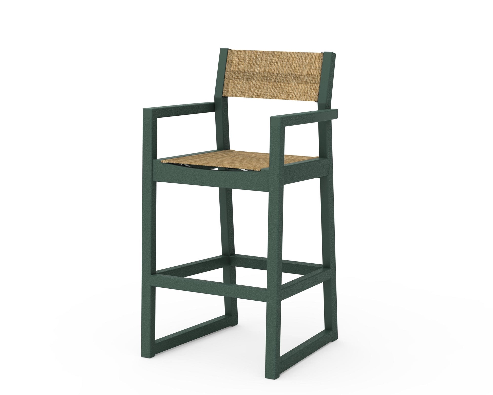 POLYWOOD EDGE Sling Bar Arm Chair — Green / Burlap Sling