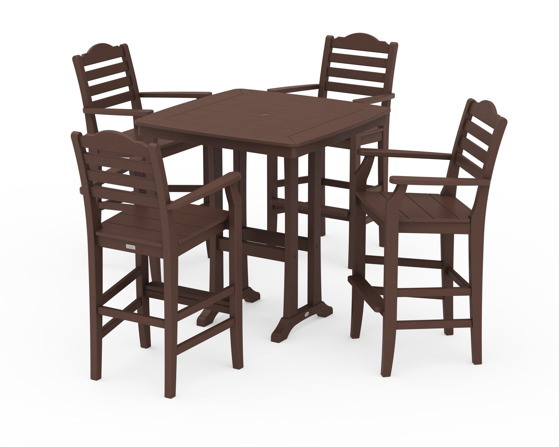 POLYWOOD Savannah 5-Piece Bar Set with Trestle Legs — Mahogany