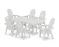 POLYWOOD Vineyard Curveback Adirondack Chair 7-Piece Farmhouse Dining Set — White