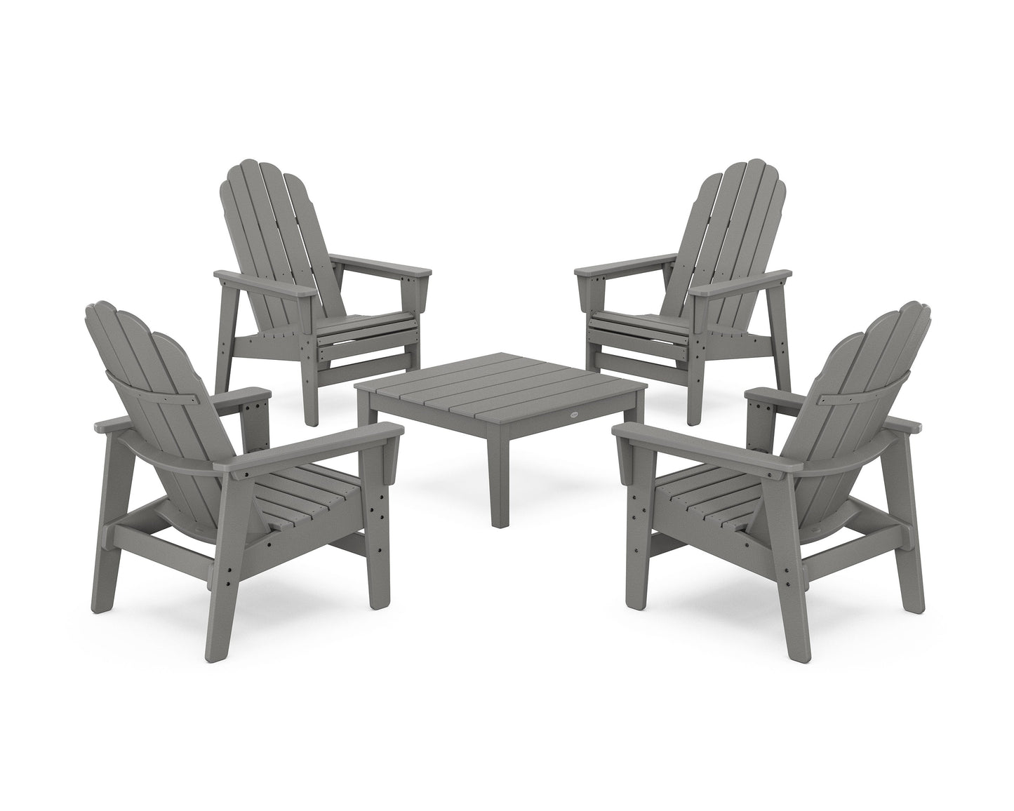 POLYWOOD 5-Piece Vineyard Grand Upright Adirondack Chair Conversation Group — Slate Grey