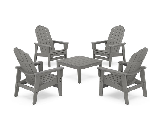 POLYWOOD 5-Piece Vineyard Grand Upright Adirondack Chair Conversation Group — Slate Grey