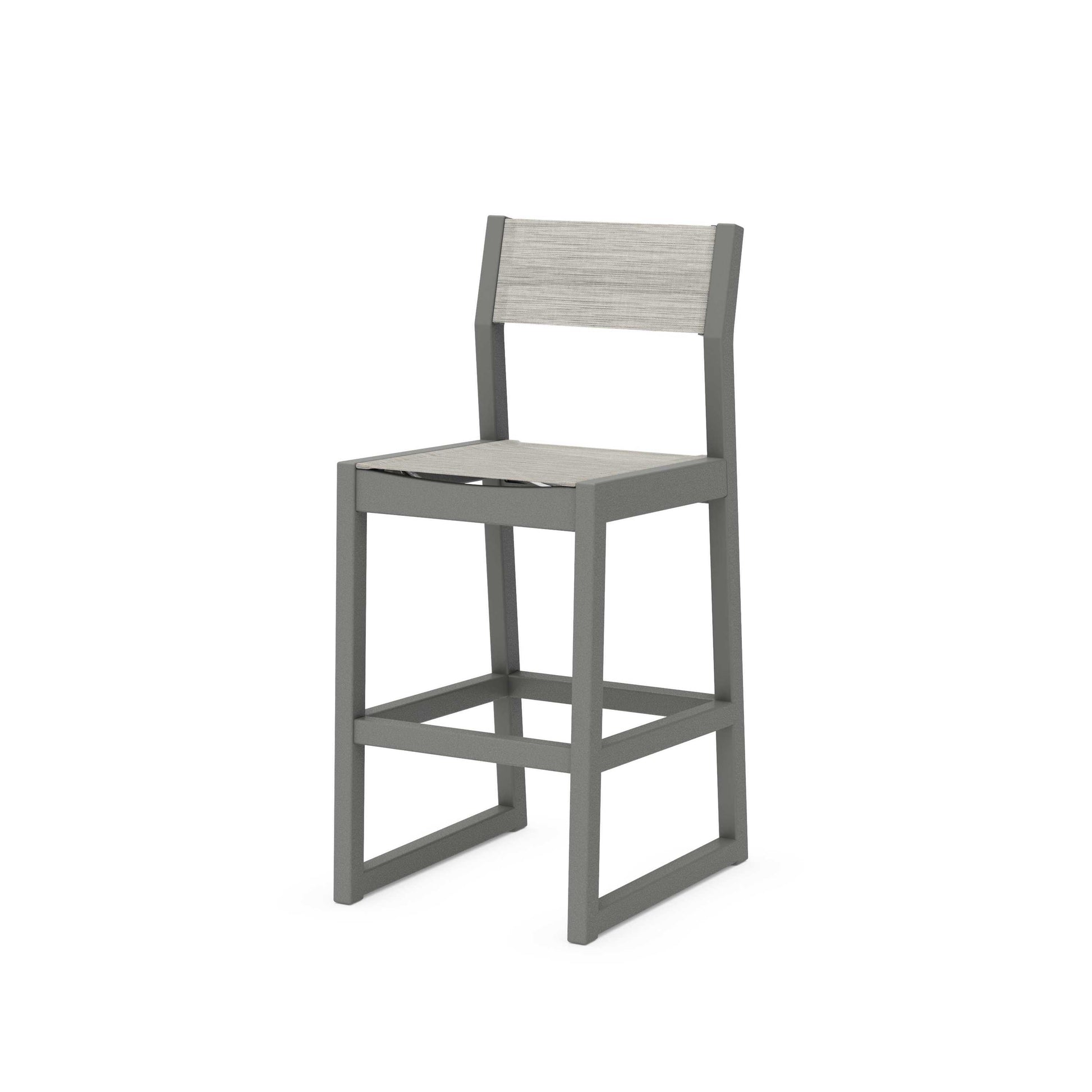 POLYWOOD EDGE Sling Bar Side Chair — Slate Grey / Birch Sling