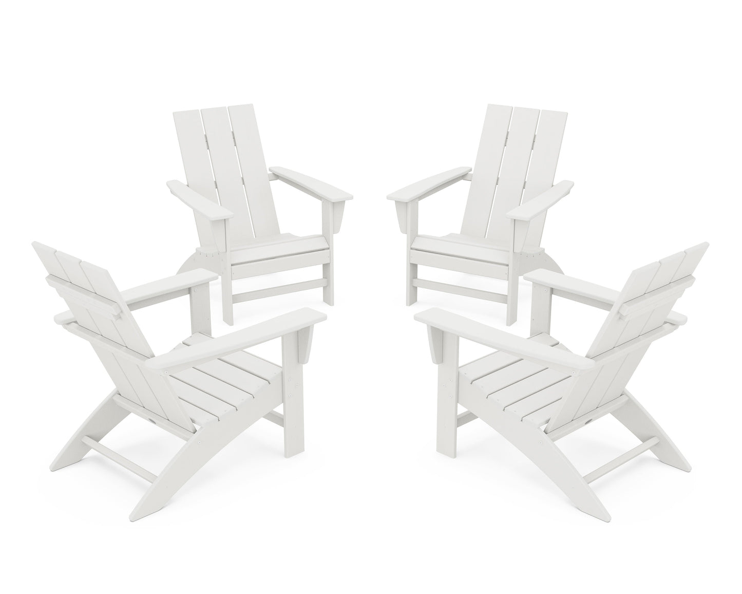 POLYWOOD 4-Piece Modern Adirondack Chair Conversation Set — Vintage White