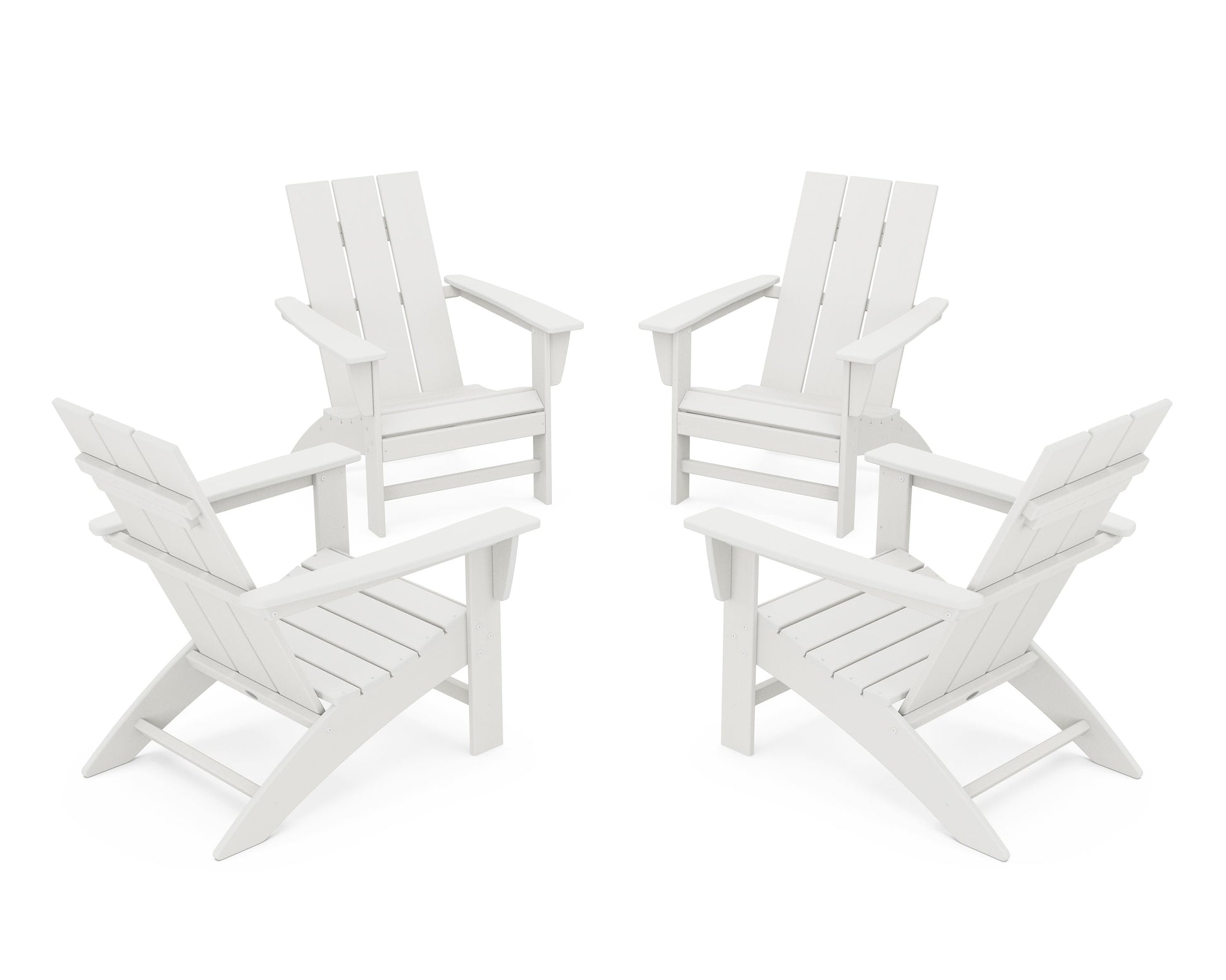 POLYWOOD 4-Piece Modern Adirondack Chair Conversation Set — Vintage White