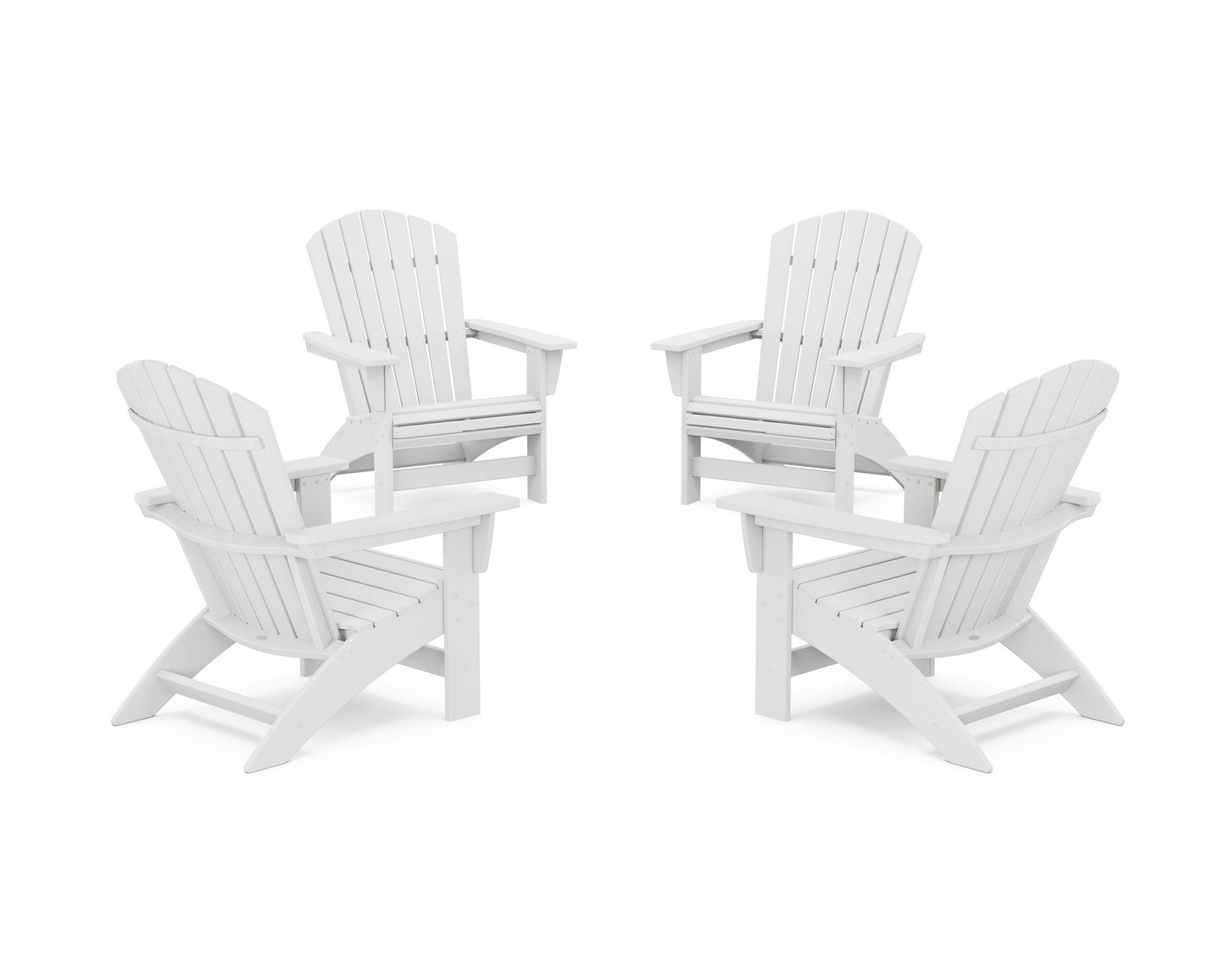 POLYWOOD 4-Piece Nautical Grand Adirondack Chair Conversation Set — White