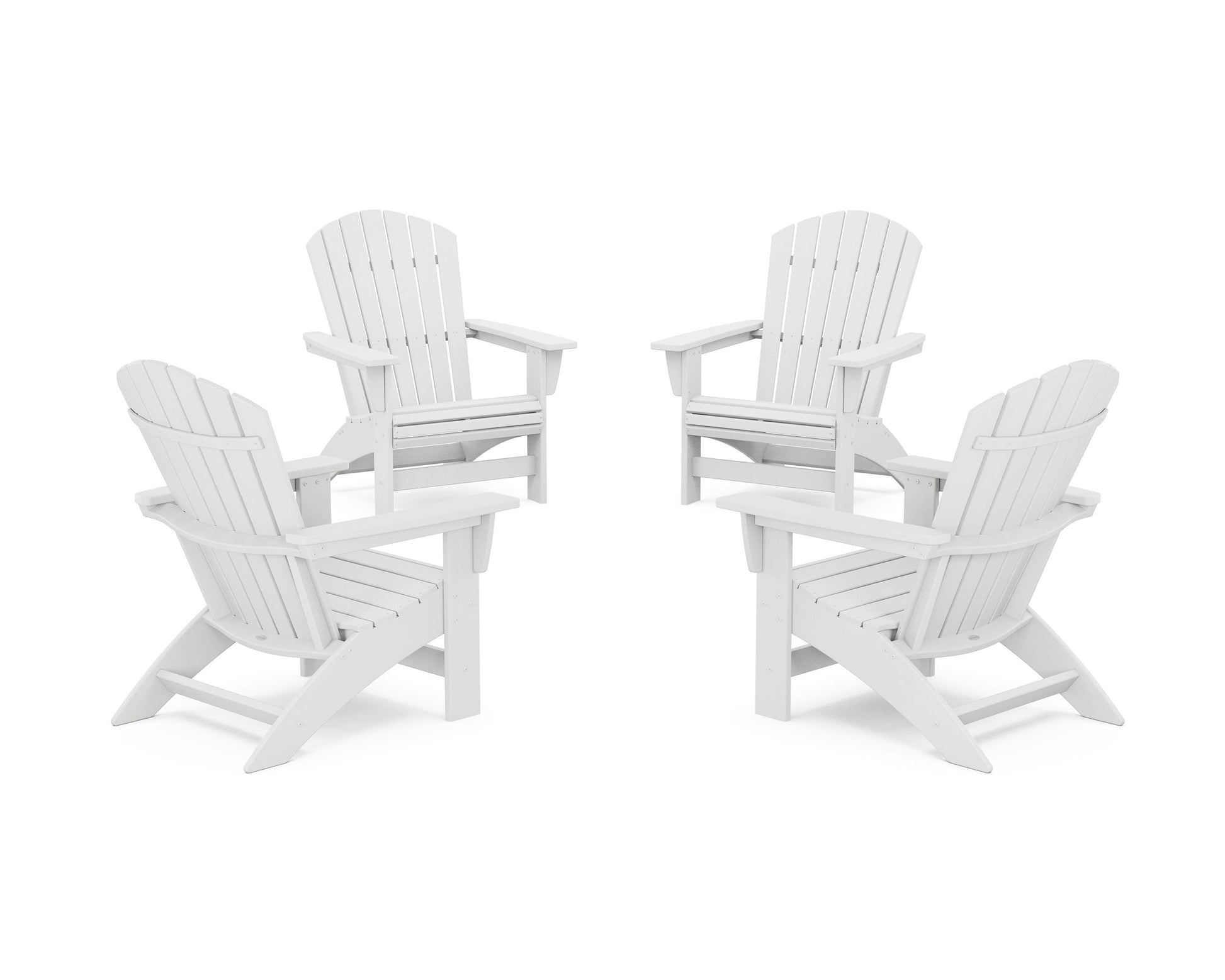 POLYWOOD 4-Piece Nautical Grand Adirondack Chair Conversation Set — White