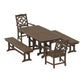 POLYWOOD Chinoiserie 5-Piece Dining Set with Benches — Kona