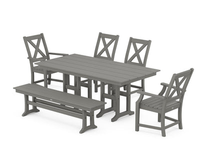 POLYWOOD Braxton 6-Piece Farmhouse Dining Set — Slate Grey