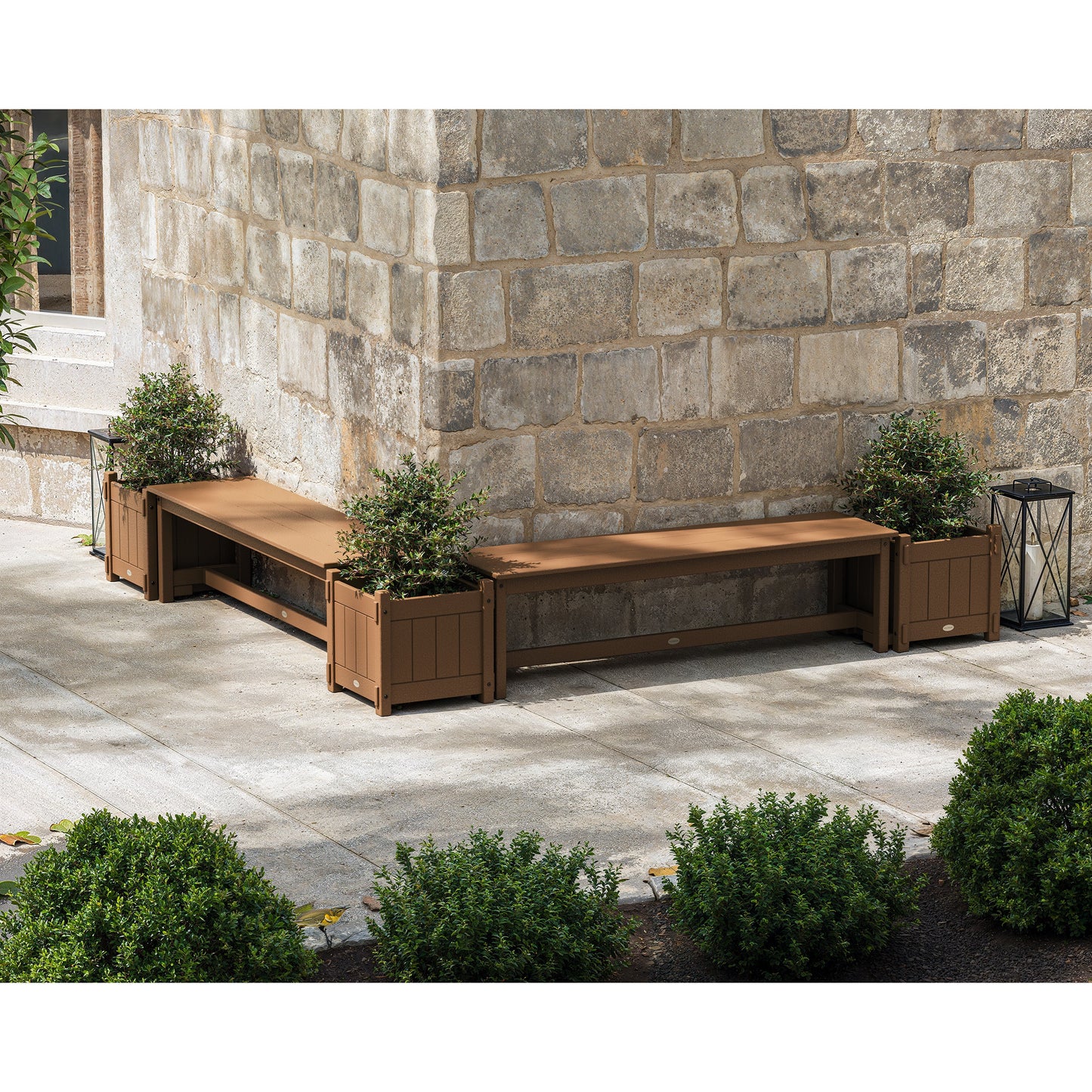 POLYWOOD 60" Vineyard L- Shaped Planter Bench Corner Set