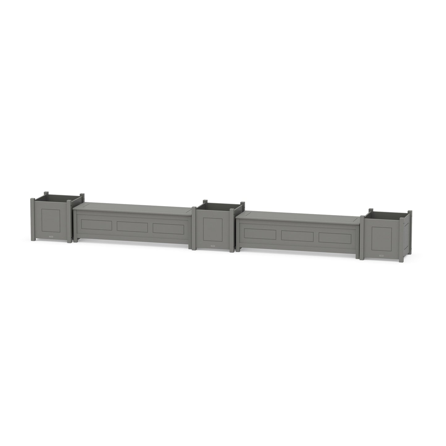 POLYWOOD 60" Country Living Straight Double Planter Storage Bench Set- Large — Slate Grey