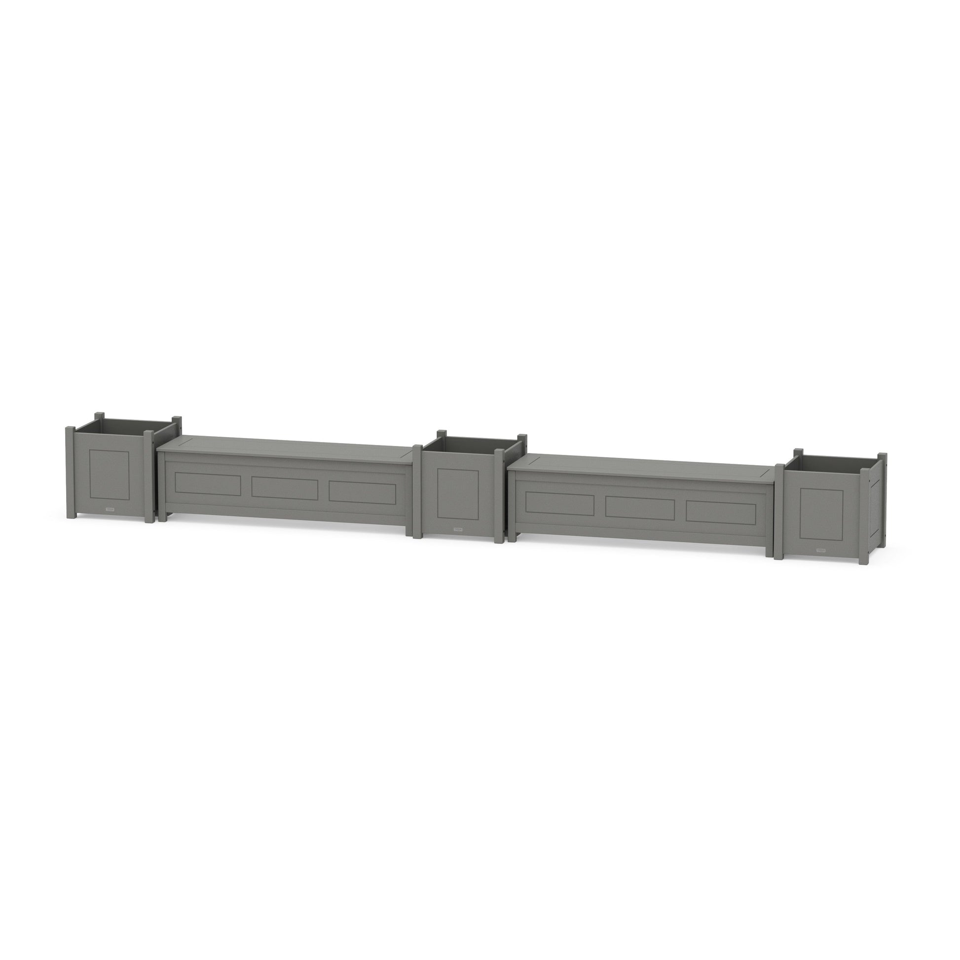POLYWOOD 60" Country Living Straight Double Planter Storage Bench Set- Large — Slate Grey