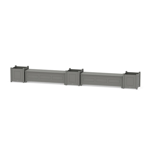 POLYWOOD 60" Country Living Straight Double Planter Storage Bench Set- Large — Slate Grey