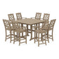 POLYWOOD Chinoiserie 9-Piece Square Side Chair Bar Set with Trestle Legs — Vintage Sahara