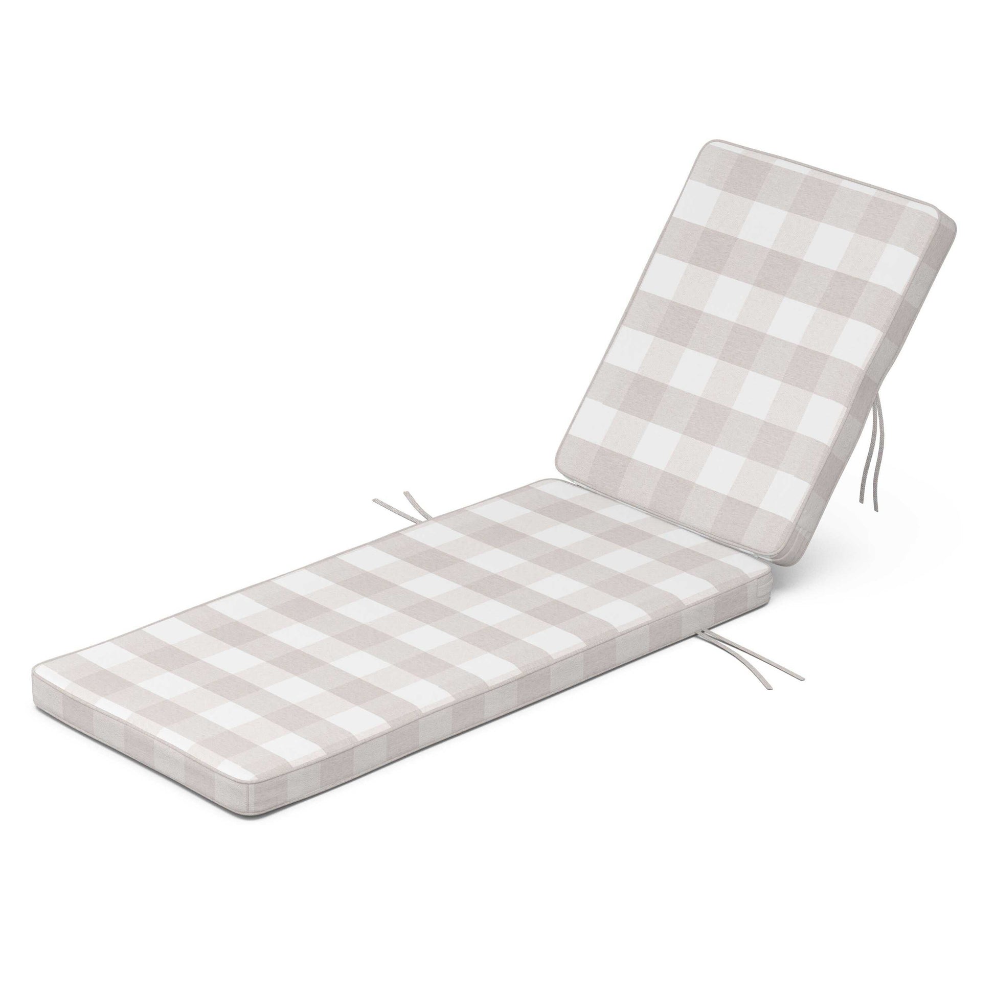 POLYWOOD Acadia Chaise Cushion — Buffalo Plaid Dune Burlap