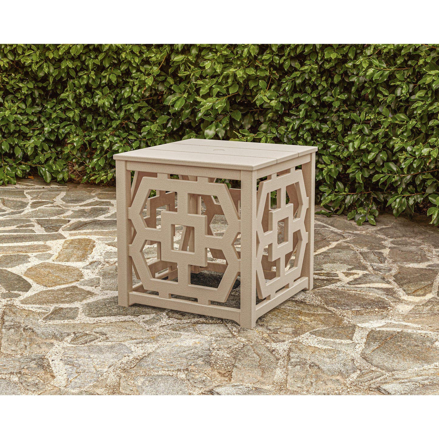POLYWOOD Chinoiserie Umbrella Stand Accent Table