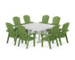 POLYWOOD Nautical Curveback Adirondack 9-Piece Square Dining Set with Trestle Legs — Lime / White