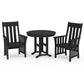 POLYWOOD Acadia 3-Piece Farmhouse Dining Set — Black