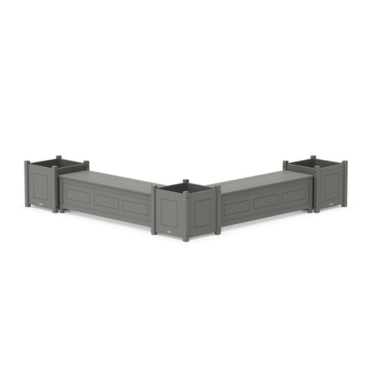 POLYWOOD 60" Country Living L- Shaped Planter Storage Bench Corner Set- Large — Slate Grey
