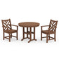 POLYWOOD Chippendale 3-Piece Round Dining Set — Teak