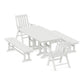 POLYWOOD Vineyard Folding Chair 6-Piece Dining Set with Benches — Vintage White
