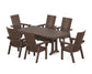POLYWOOD Modern Curveback Adirondack 7-Piece Dining Set with Trestle Legs — Mahogany