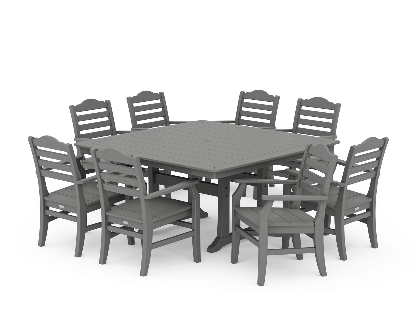 POLYWOOD Savannah 9-Piece Square Dining Set with Trestle Legs — Slate Grey