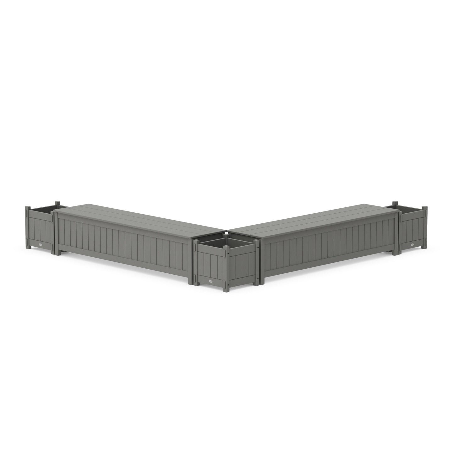 POLYWOOD 72" Vineyard Straight Double Planter Storage Bench Set