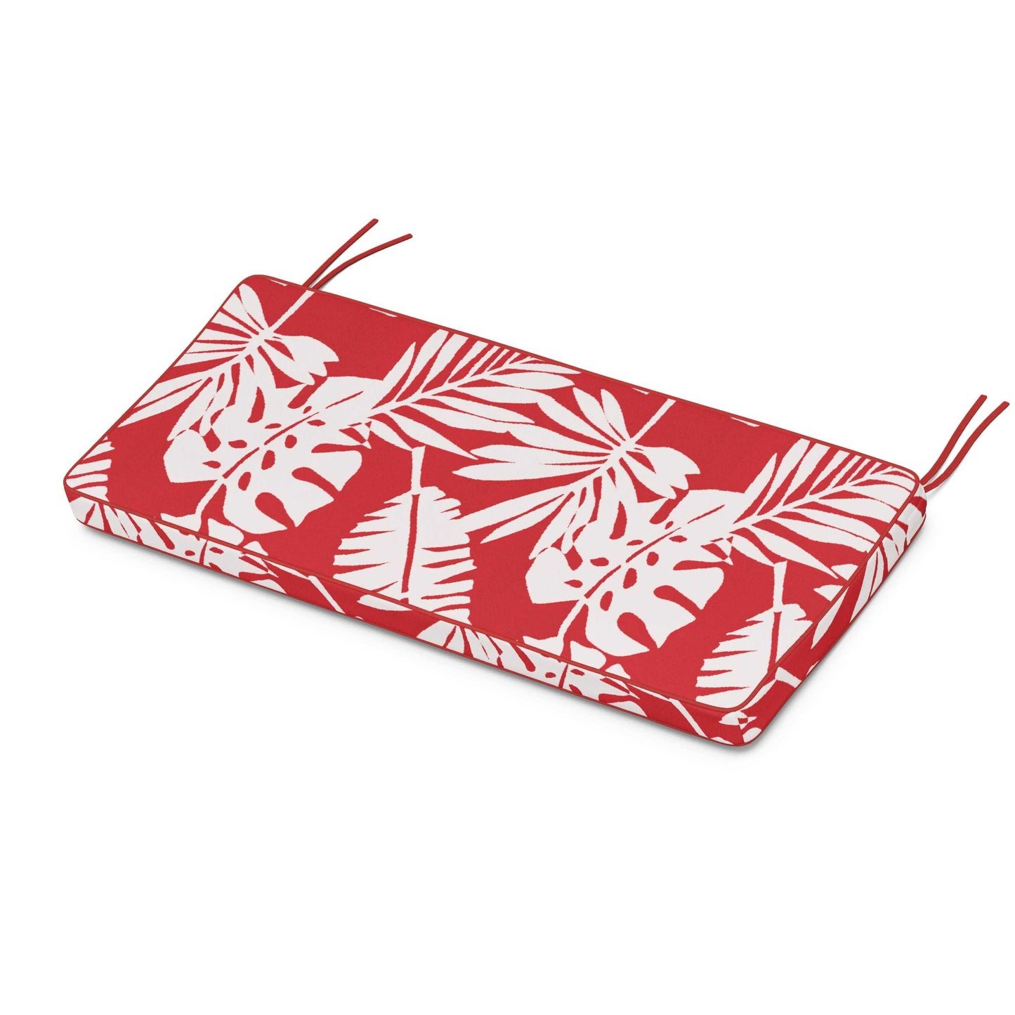 POLYWOOD Chinoiserie Bench Seat Cushion — Leaf Crimson