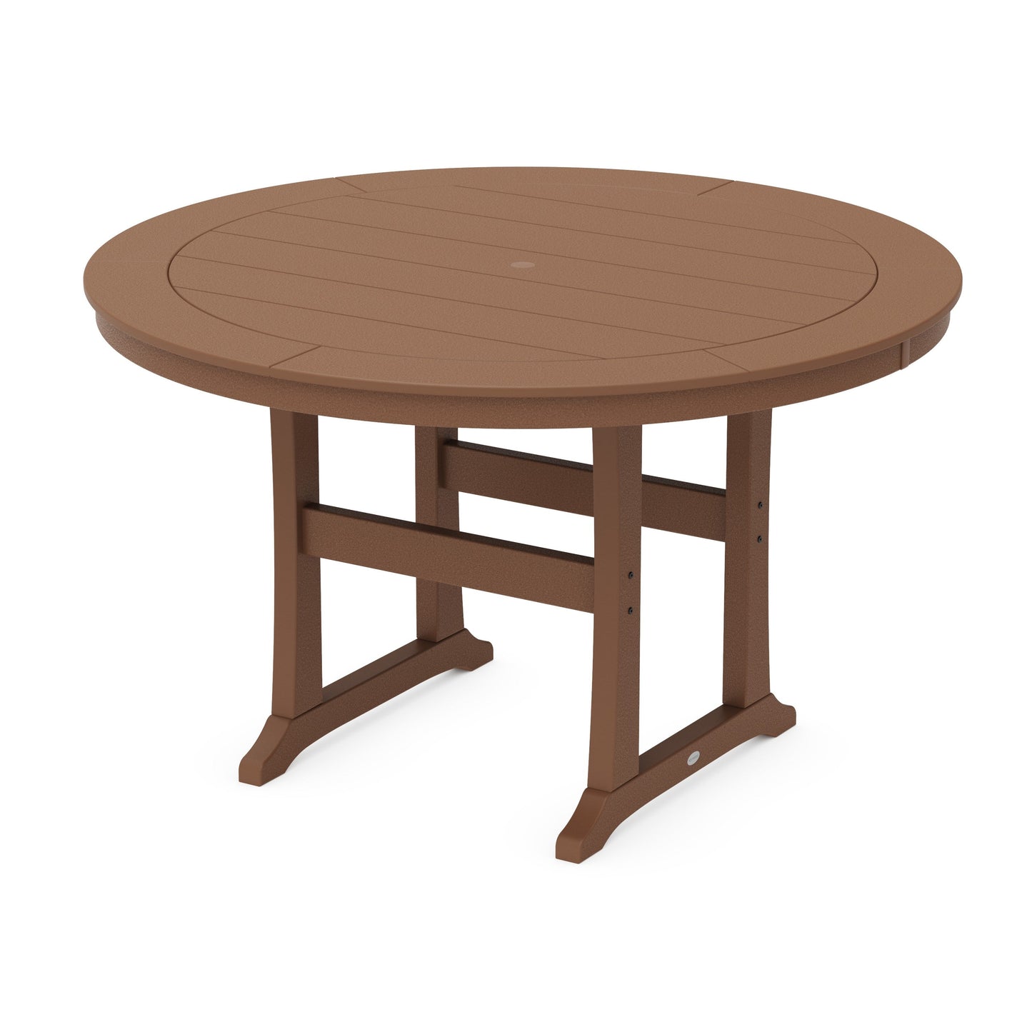POLYWOOD Nautical Trestle 60" Round Counter Table — Teak