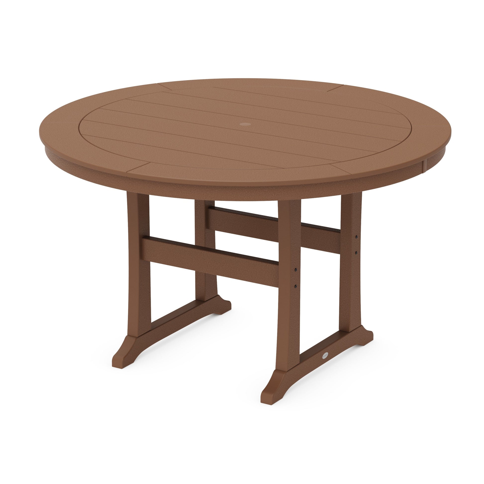 POLYWOOD Nautical Trestle 60" Round Counter Table — Teak