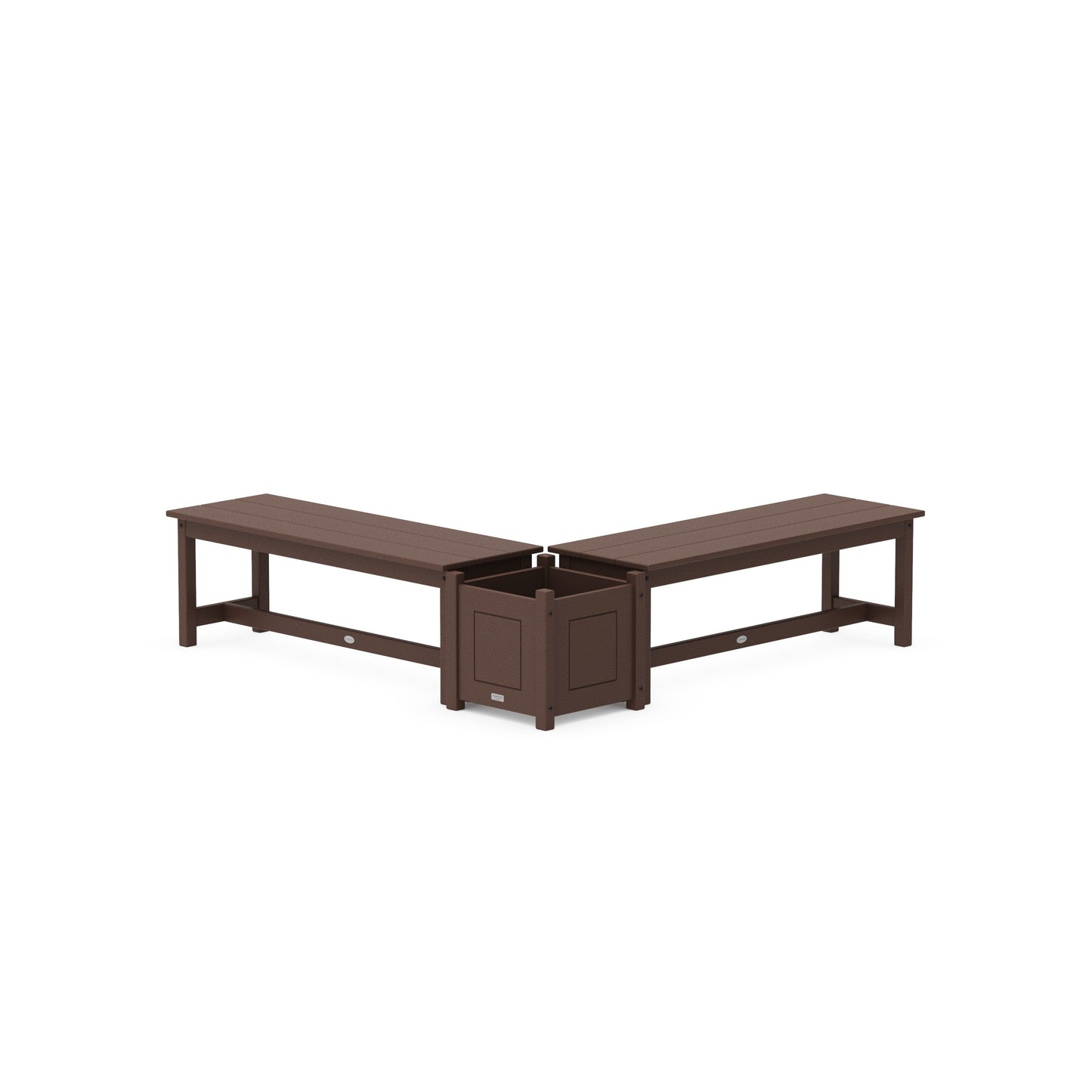 POLYWOOD 48" Country Living L- Shaped Planter Bench Set — Mahogany