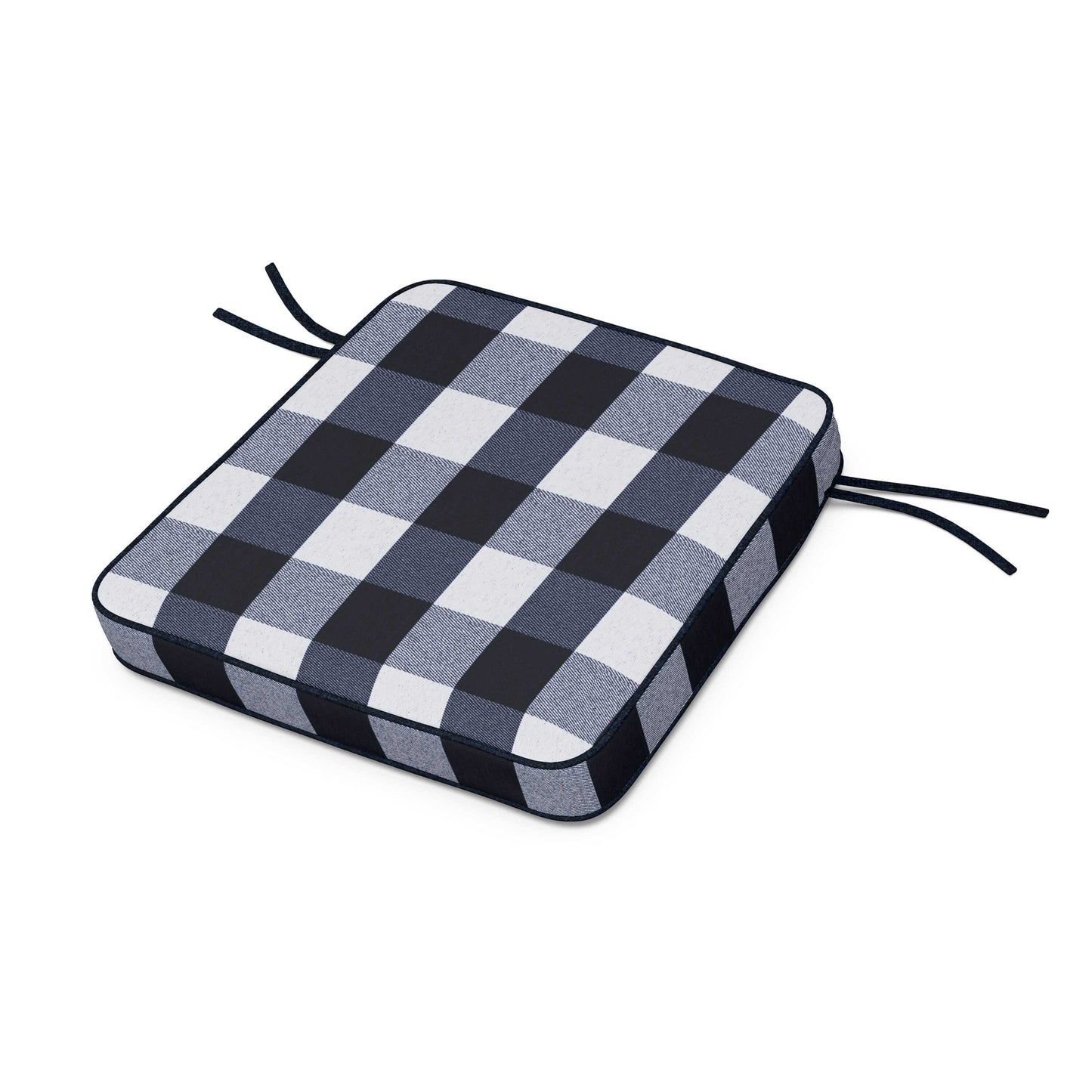 POLYWOOD Acadia Dining Arm Seat Cushion — Buffalo Plaid Marine Indigo