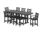 POLYWOOD Chippendale 9-Piece Counter Set with Trestle Legs — Black