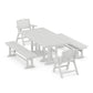 POLYWOOD Nautical Lowback 5-Piece Farmhouse Dining Set with Benches — White