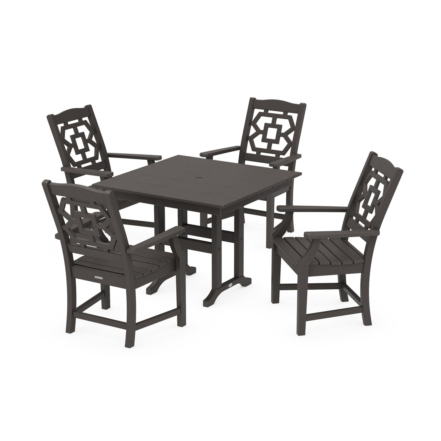 POLYWOOD Chinoiserie 5-Piece Farmhouse Dining Set — Vintage Coffee