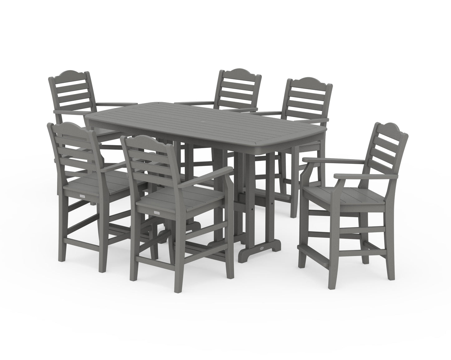 POLYWOOD Savannah Arm Chair 7-Piece Counter Set — Slate Grey