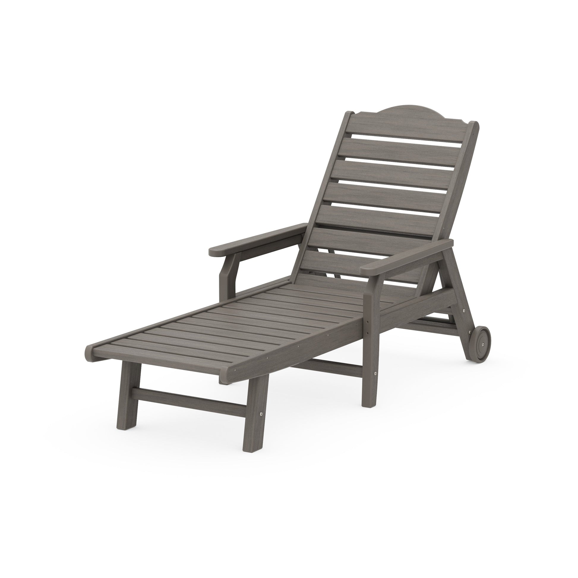 POLYWOOD Savannah Chaise with Arms and Wheels — Driftwood