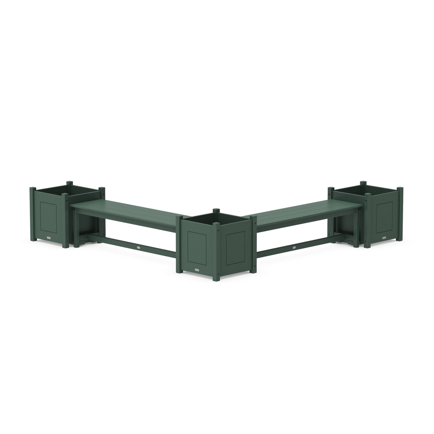 POLYWOOD 60" Country Living L- Shaped Planter Bench Corner Set - Large — Green