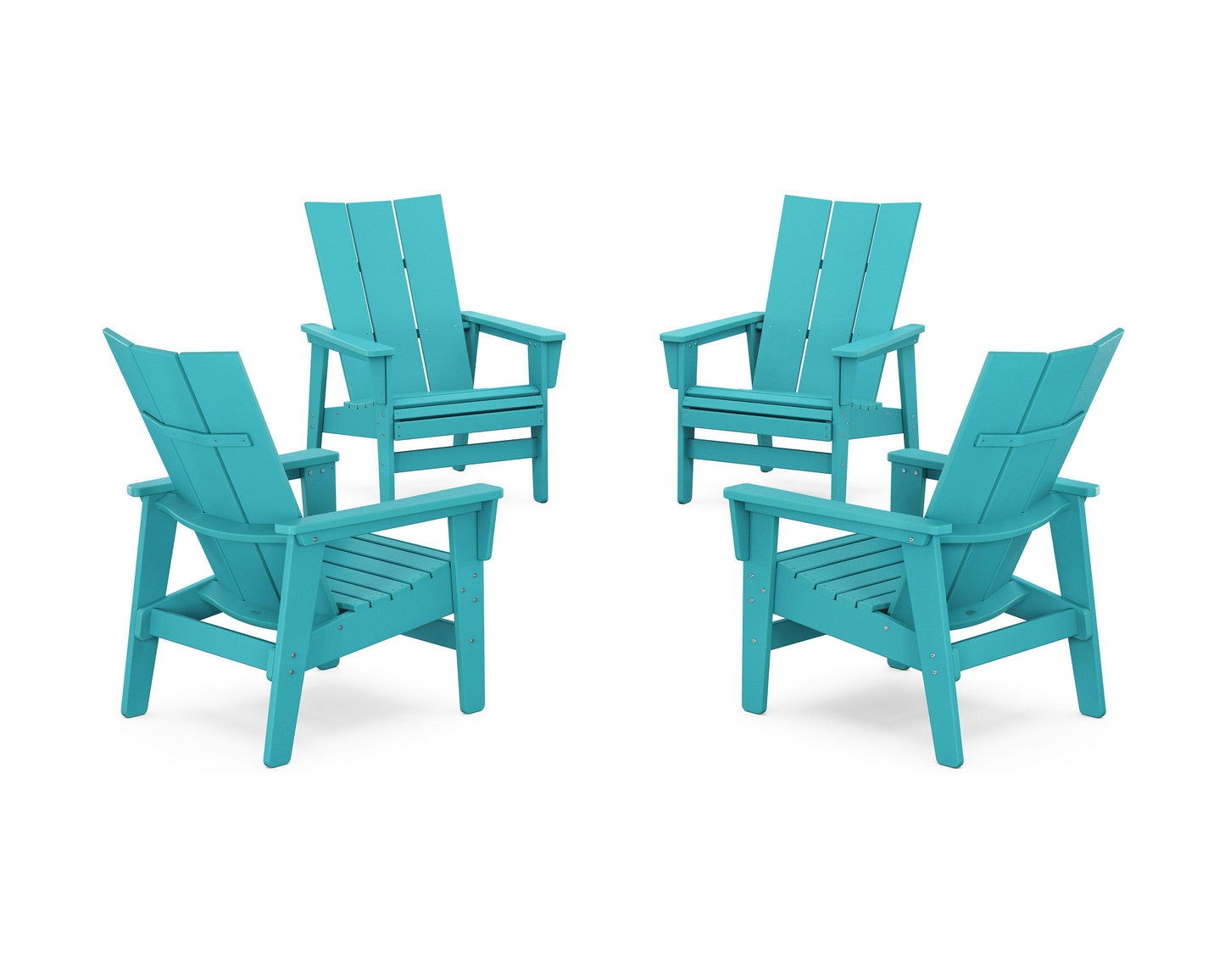 POLYWOOD 4-Piece Modern Grand Upright Adirondack Chair Conversation Set — Aruba