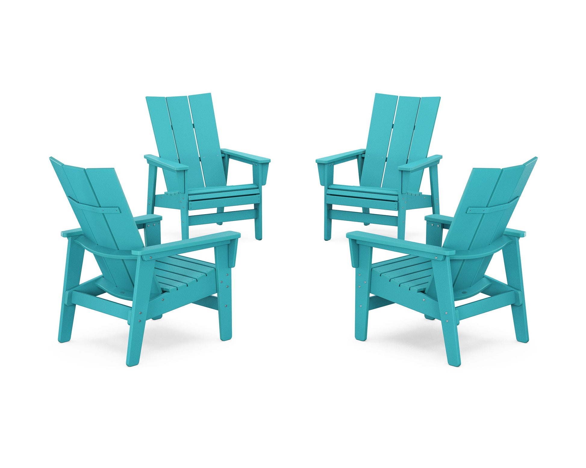 POLYWOOD 4-Piece Modern Grand Upright Adirondack Chair Conversation Set — Aruba